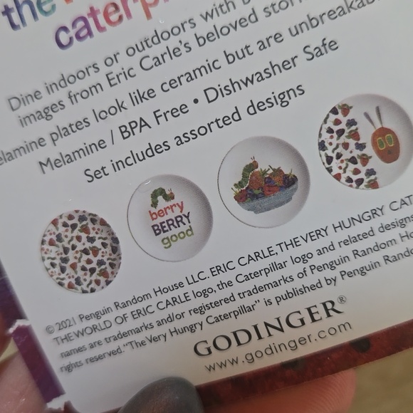 New Godinger Set of Four Eric Carle's Hungry Caterpillar Melamine Plates - Picture 6 of 6